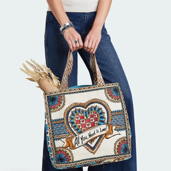 Brighton NWT Limited Edition Believe In Love Heart Canvas Tote Bag Retail $150 - Picture 4 of 11